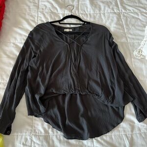 Silence + Noise Charcoal Blouse